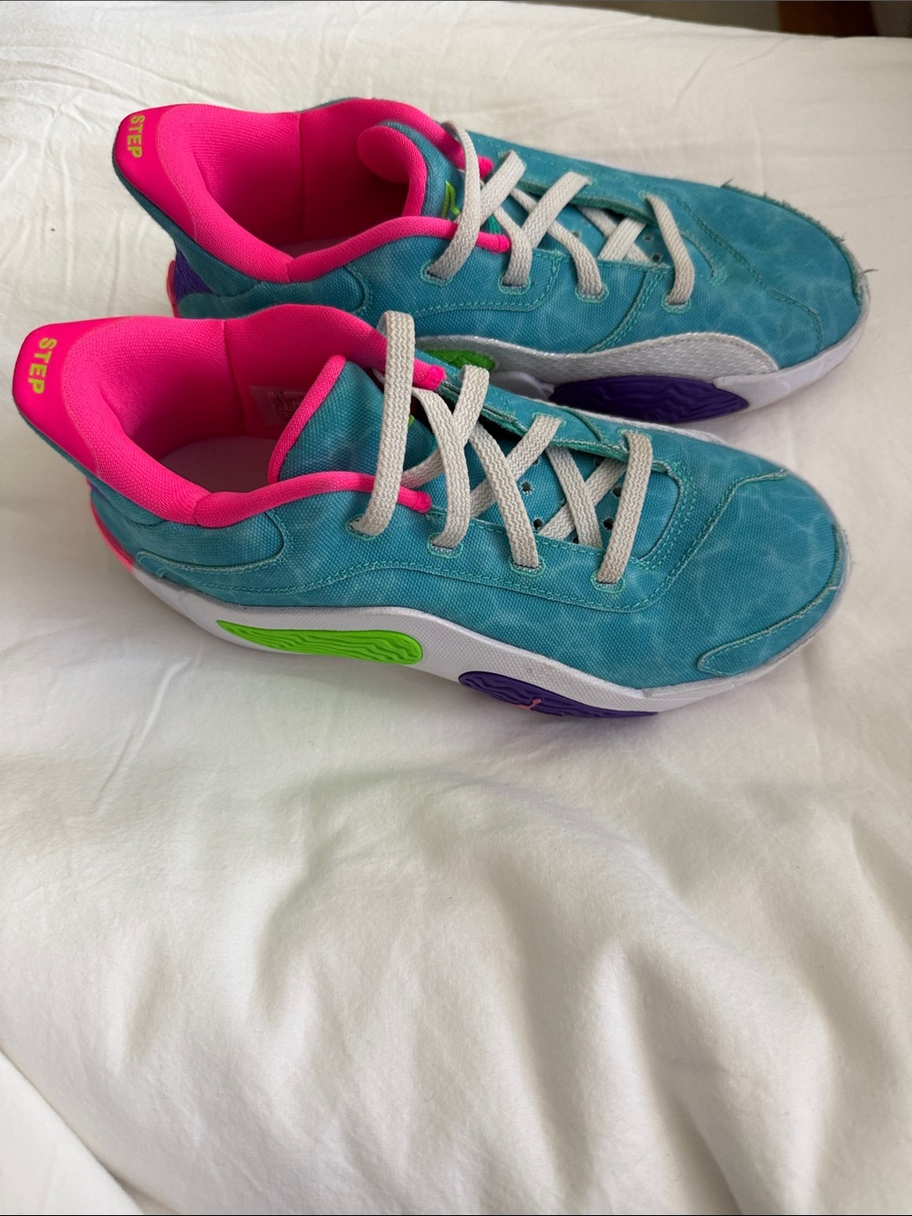 Jordan Kids Sneakers in Teal with Hot Pink and Lime Accents